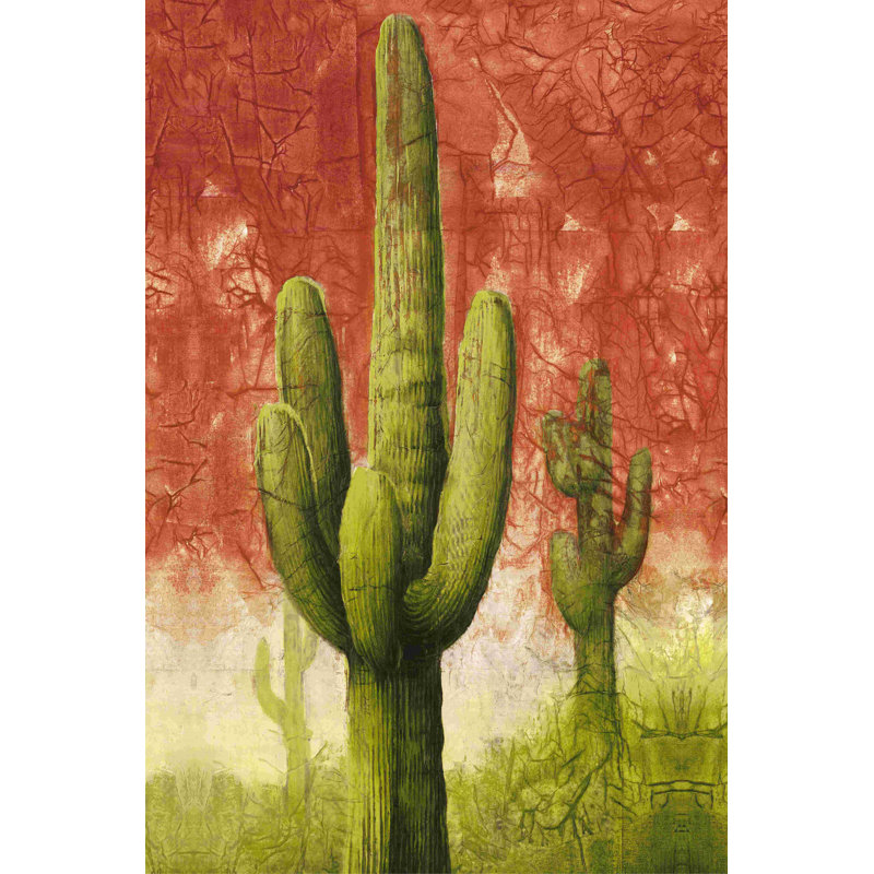 " Cacti On Red ", 36" H x 24" W