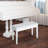 White Duet Piano Chair With Faux Leather Upholstery And Stable Wooden Structure Bench In White, Featuring Cushion Strong Support For Duets Playing