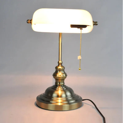 Green Glass Banker Desk Lamp