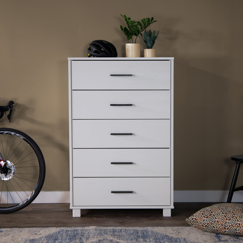 Commode 5 tiroirs l 31,75 po Loft, Blanc brossé
