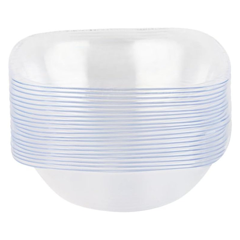 Bol à dessert carré en plastique transparent 6 oz EcoQuality 120 invités, Ensemble de 40 pièces