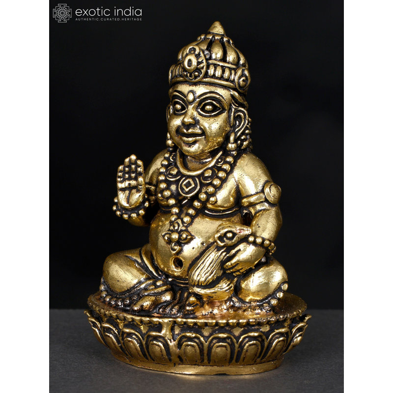 Petite statue en laiton de 2 pouces Kubera