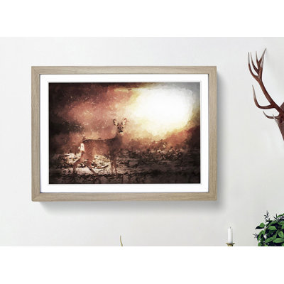 Roe Deer in Sunlight in Abstract - Picture Frame Painting Print