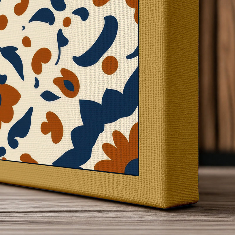 Tile Pattern Geometric - Wrapped Canvas, 18x12 - 45.7 x 30.5 cm, Ochre Border