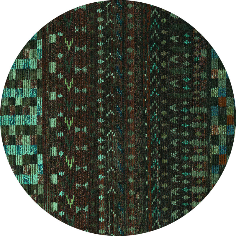 Jaliana Washable Geometric Indoor Rug, Round 4'