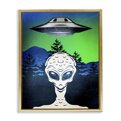Alien and UFO Scene Floating Frame, design by Kim Allen