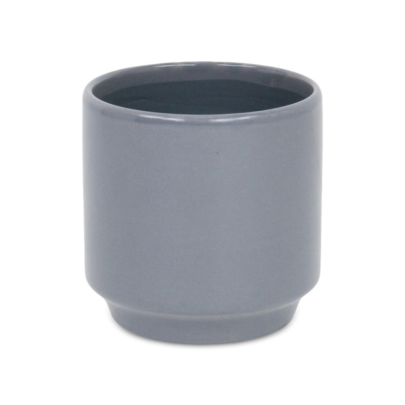 Handmade Ceramic Pot Planter, Gray, 5.75" H x 5.75" W x 5.75" H