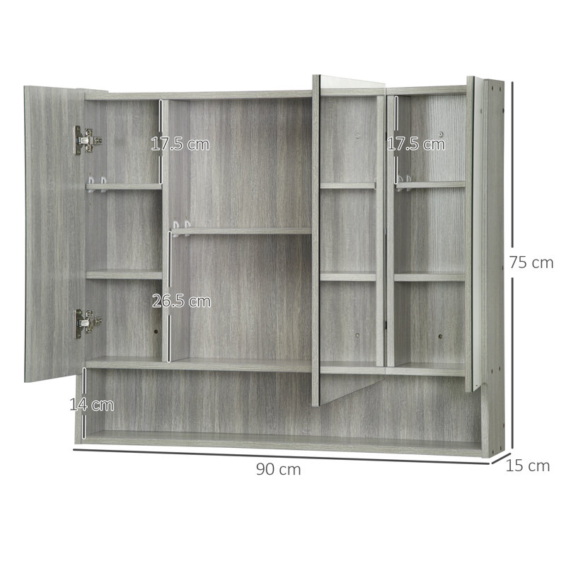 Mirrored Bathroom Cabinets with Mirror and 5 Adjustable Shelves