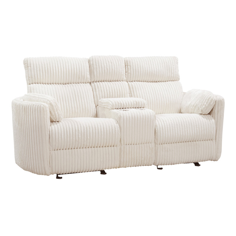 Bre Upholstered 81'' Power Reclining Loveseat, Mega Ivory