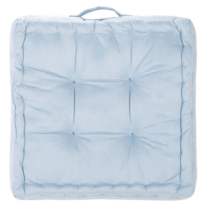 Light Blue Square Polyfill Floor Pillow with Handle