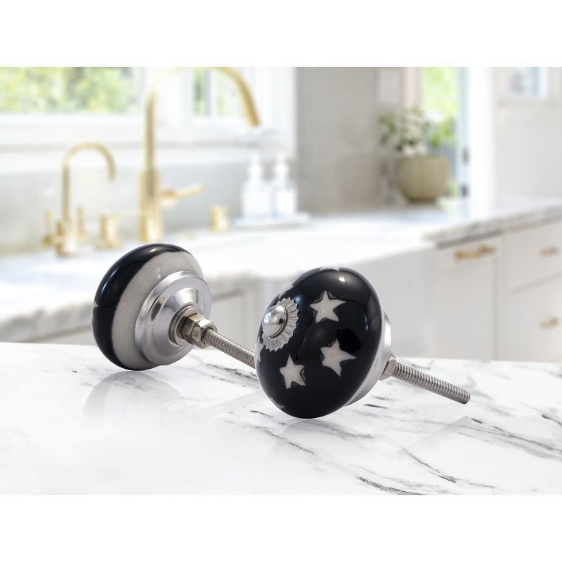 Hand-Painted Ceramic Round Knob with Mounting Hardware
