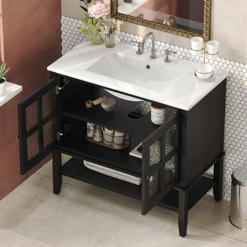 Bathroom Vanity with Ceramic Sink, Black