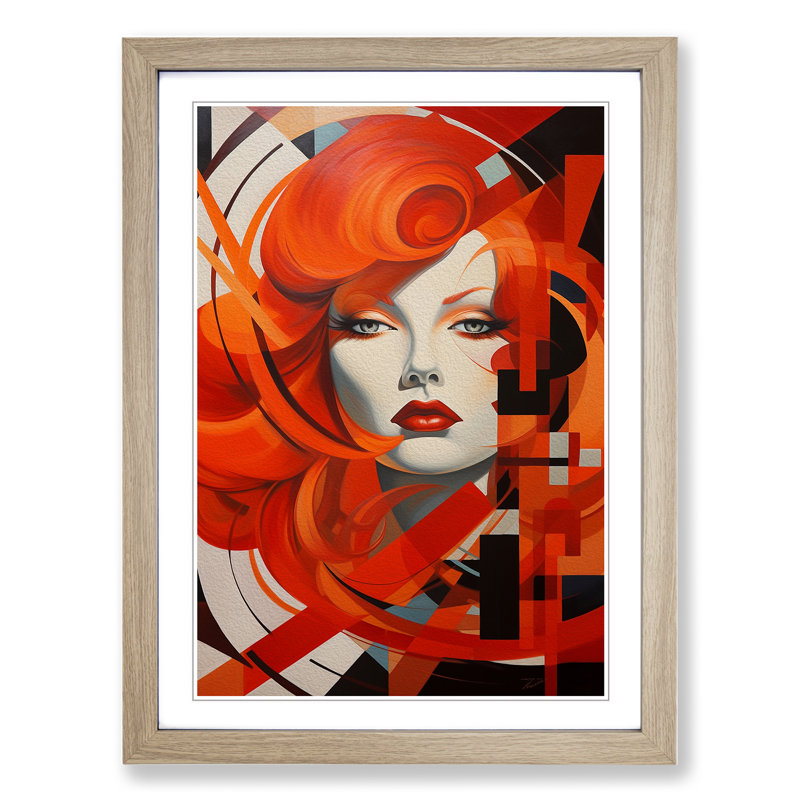 Red Headed Woman Constructivism - Framed Print