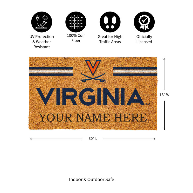 Paillasson personnalisé Suneel 30 po x 18 po NCAA, Oui, NCAA Virginia