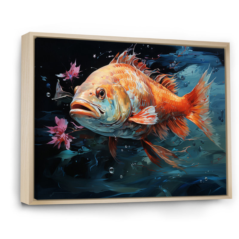 Pêche carpe collage III - impression, 30" H x 40" W, Cadre naturel flottant