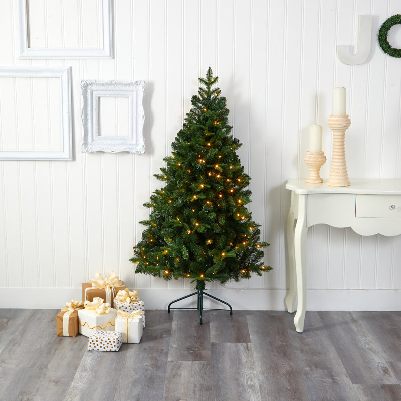 Sapin de Noël artificiel avec lumières claires, H 5 pi