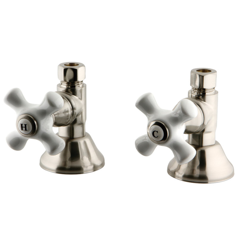 Soupape d'arrêt droite 1/4 "FIP x 1/2" Kingston, Nickel brossé