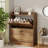 This Brown, Farmhouse-Style Shoe Cabinet Features Double Flip-Top Drawers, 5 Storage Shelves, Metal Legs, And A Narrow, Independent Design, Making It Suitable For Entryways And Hallways.