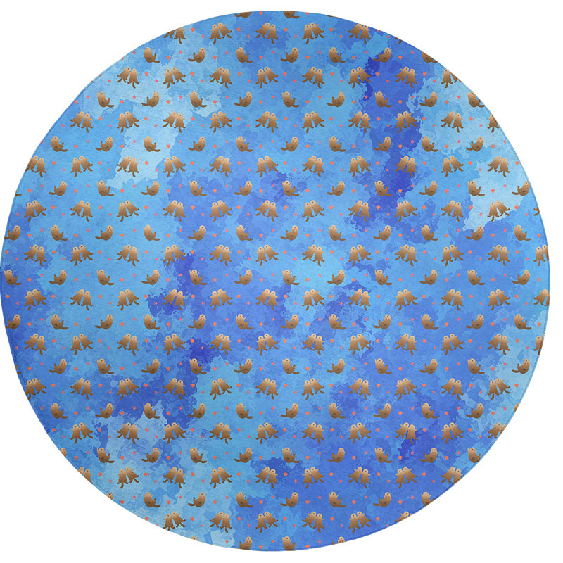 Tapis bleu marine panneaux, Rond 5 pi