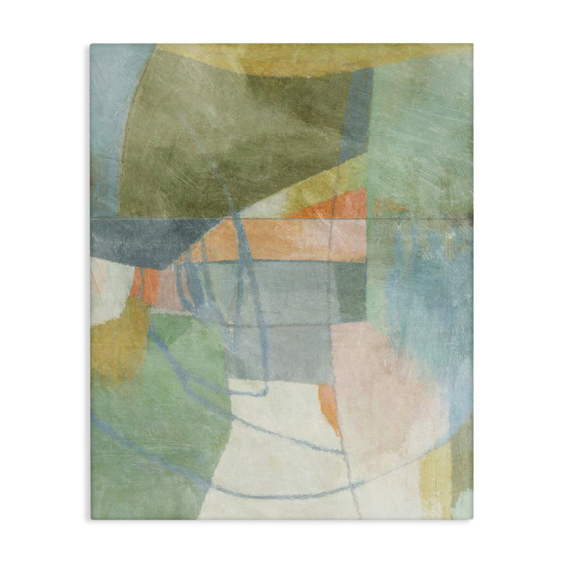 Pastel & Green Shapes Canvas Wall Art by Suzanne Nicoll bp-744_CN, H 48 po x l 36 po