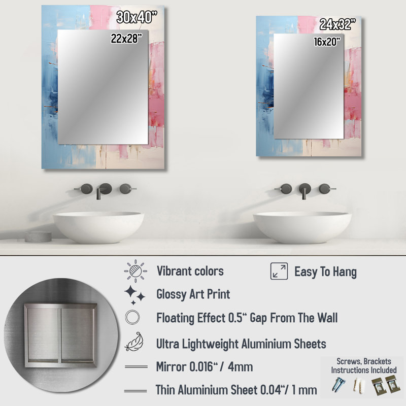 Abstract Patchwork IV - Abstract Collages Unique Wall Mirror, Modern Mirror, Printed Metal Art, 32" x 24"