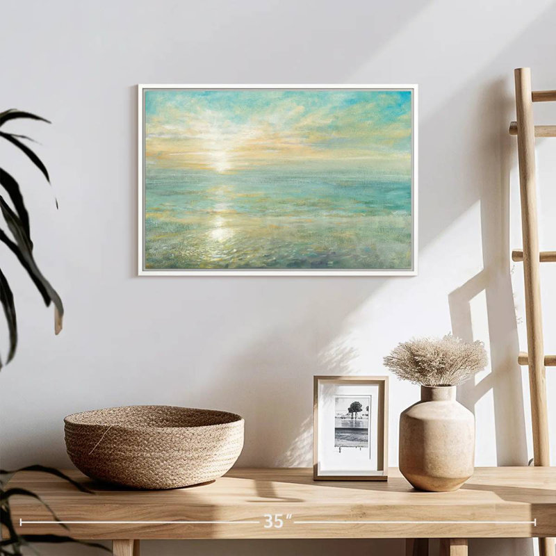 Lever de soleil, Cadre flottant blanc, 19 po x 13 po