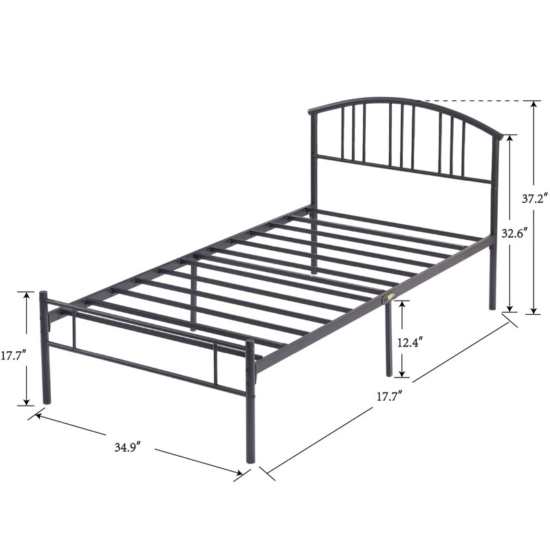 Lit simple en métal avec 2 tables de chevet brunes - ensemble de chambre à coucher moderne 3 pièces, Brun / noir, Simple