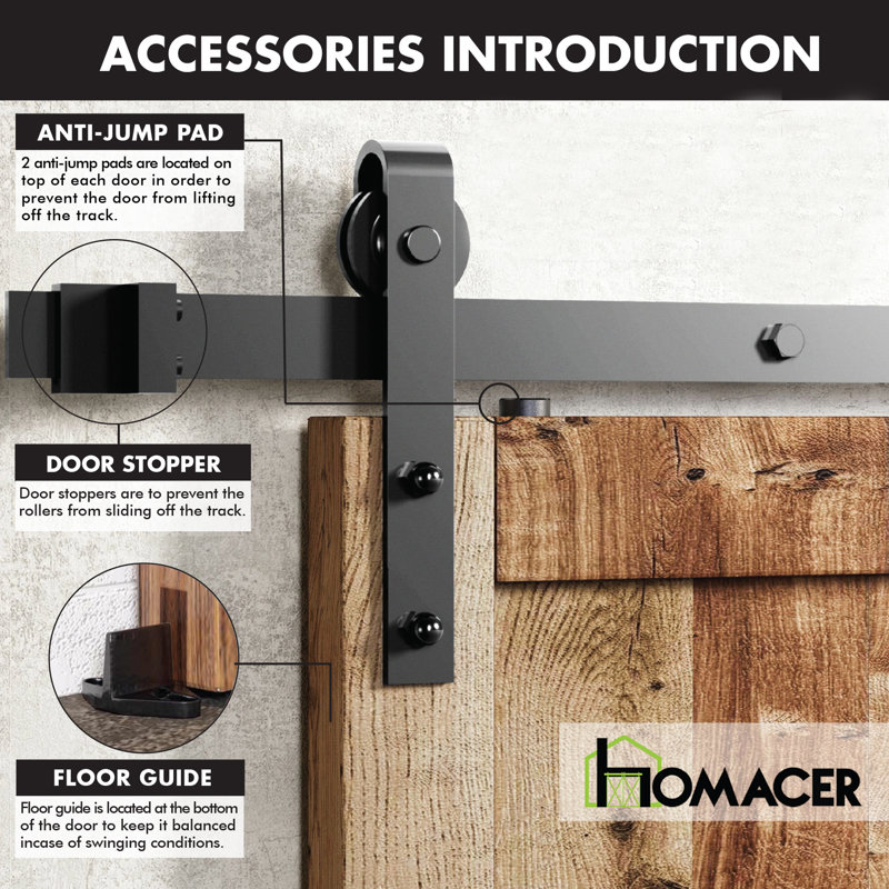 Black Rustic Single Track Bypass Sliding Barn Door Kit