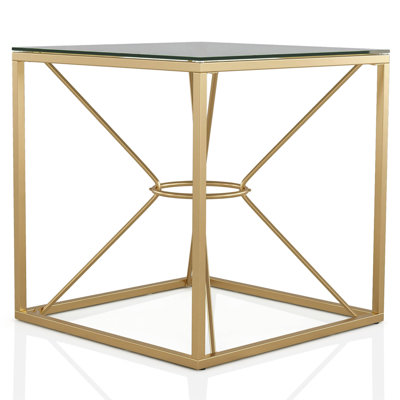 Matte Gold End Table with Glass Top