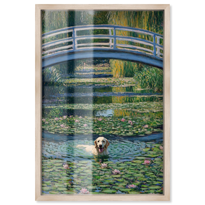 «The Pond Under the Bridge Shadowbox Print» par Art Remedy, H 46 po x l 31 po, Crème, crème