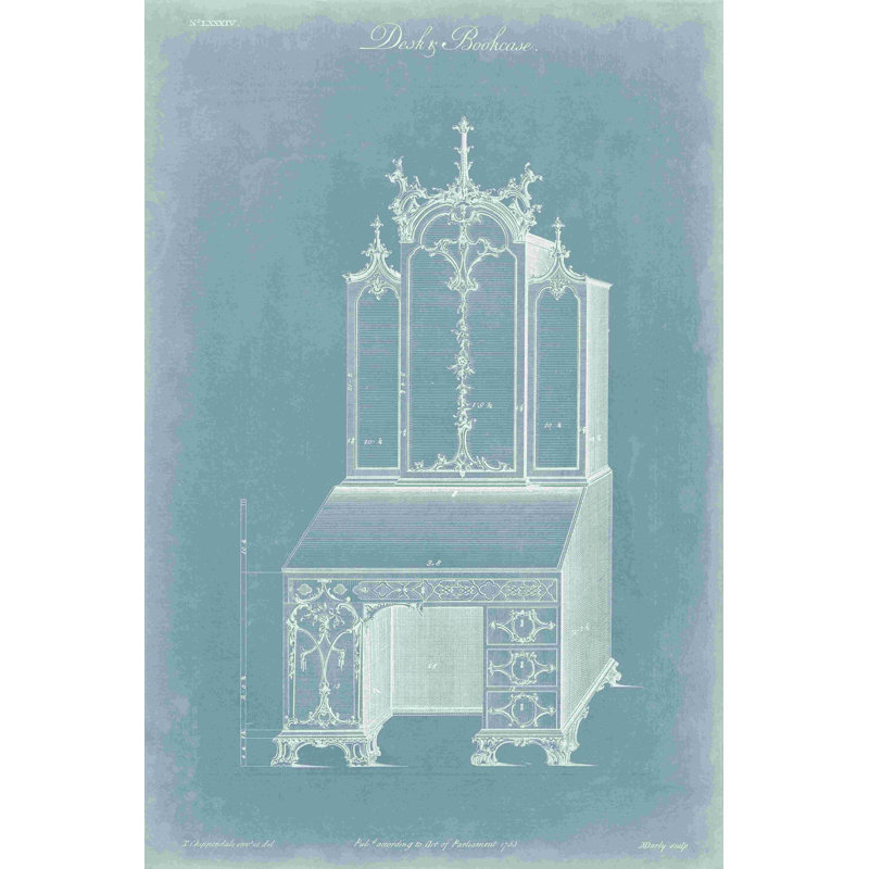 Bureau et bibliothèque Chippendale I, H 18 po x l 12 po