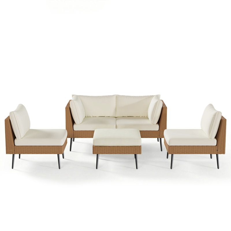 4 - Person Premium Patio Wicker Sectional Seating Group With Cushions