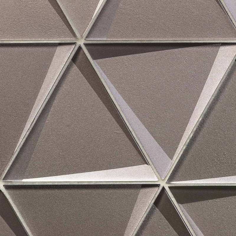 Remington 6” Triangle 3D Glass Mosaic Tile, Sepia Gray