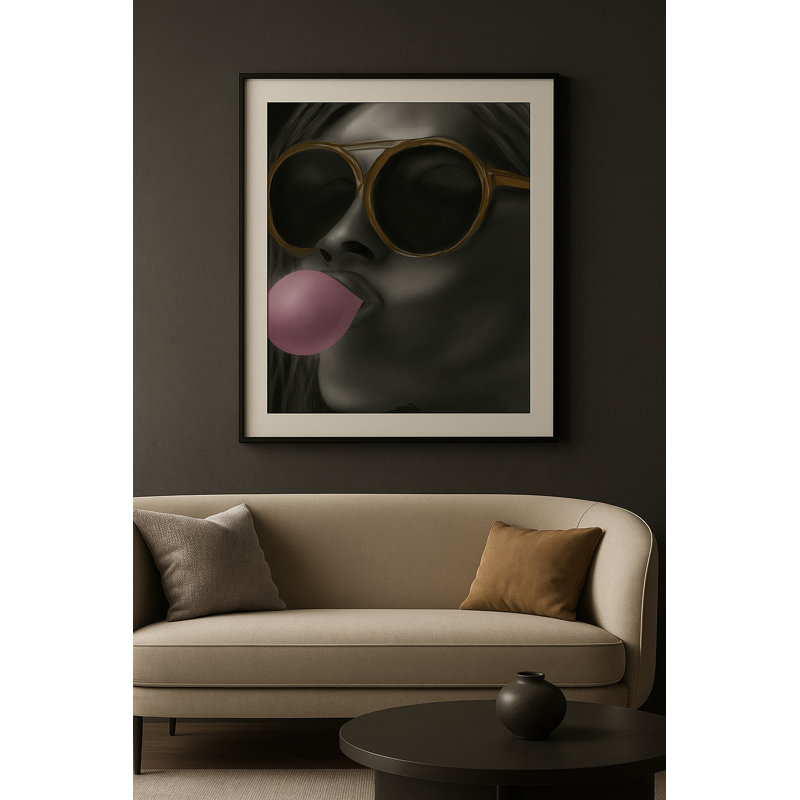 Pink Defiance Framed Canvas Wall Art by Kasian Art Studio - White Frame, White