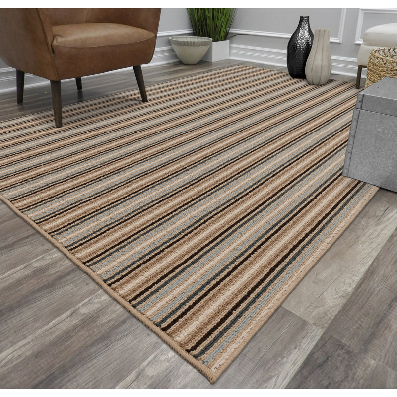 Tapis de couloir en polypropylène brun clair / jaune touffeté à la machine Penellope, Rectangle 9 pi x 12 pi