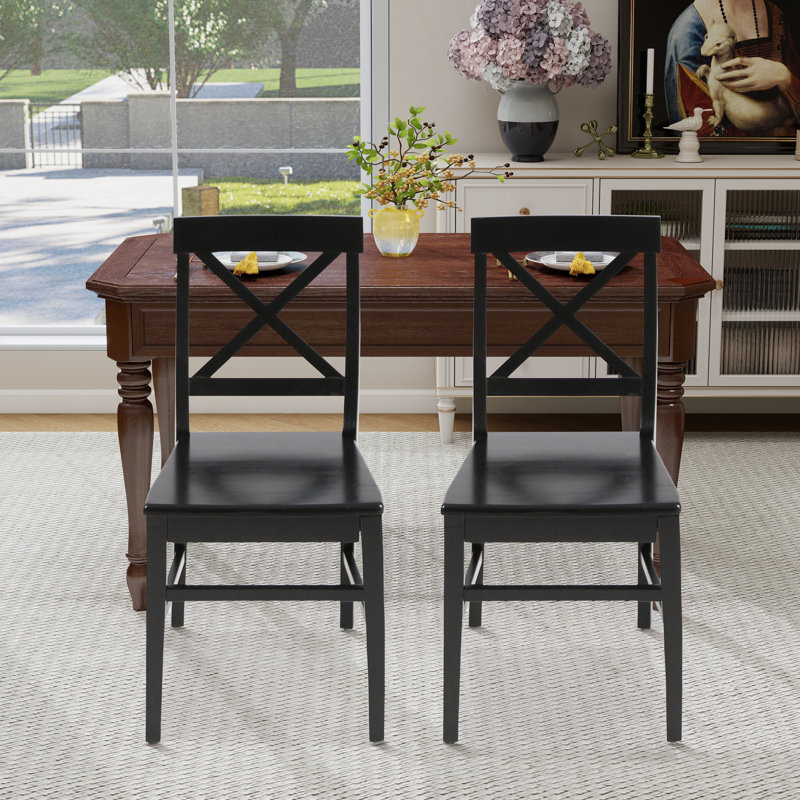 Ensemble de 2 chaises en bois d'acacia, Noir