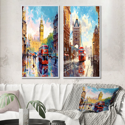 Vintage London Uk Scenery - City Canvas Prints Set Of 2