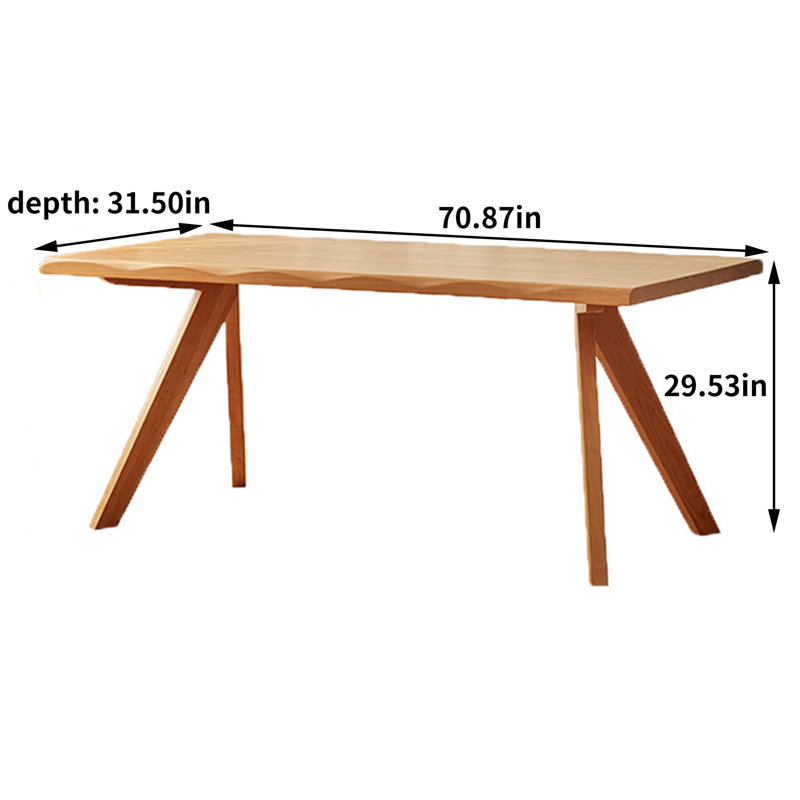 Prestine Ash Solid Wood Dining Table, 29.53"H x 70.87"L x 31.5"W