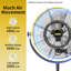 20 po Ventilateur sur piédestal à 3 vitesses en jaune avec moteur fermé IP44, ensemble de pulvérisation de brume détachable, tête inclinée à 180 °