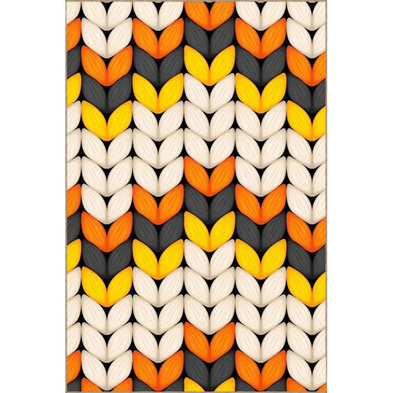 Tapis orange lavable à la machine à motif de trèfles à motif géométrique orange moderne, Rectangle 3 pi 3 po x 4 pi 11 po