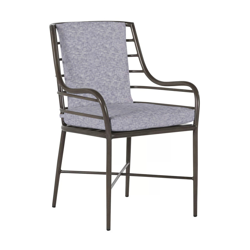 Carmel Patio Dining Armchair with Cushions, Rollo Silver, No Welt