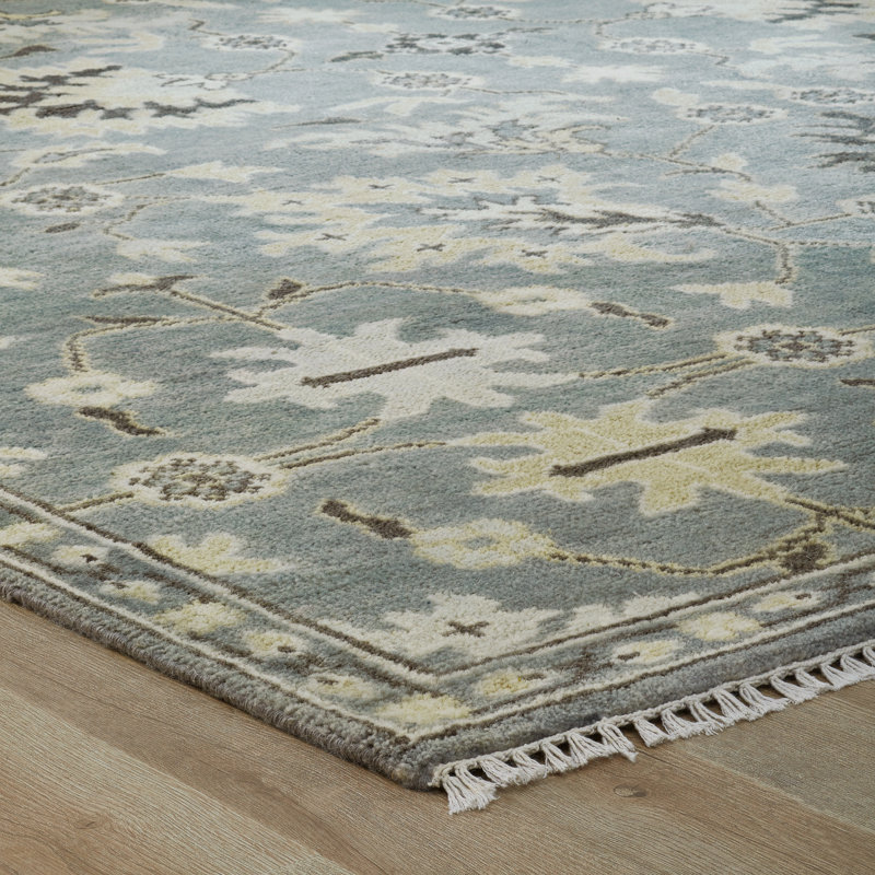 Ember Grey Hand-Knotted Wool Oriental Area Rug, Rectangle 12' x 15'