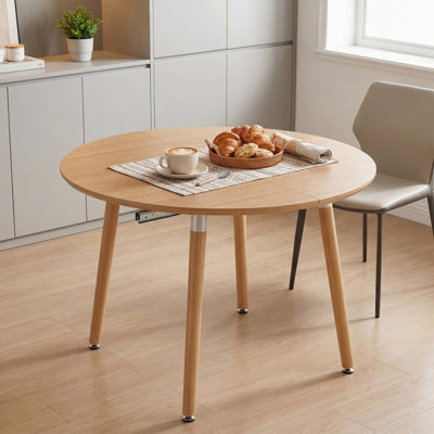 Table de salle à manger extensible 3-en-1, table de cuisine ovale ronde de 43,3 po à 74,8 po avec pieds en bois massif et rails coulissants silencieux de haut calibre, table multifonctionnelle robuste et peu encombrante pour 4 à 8 sièges