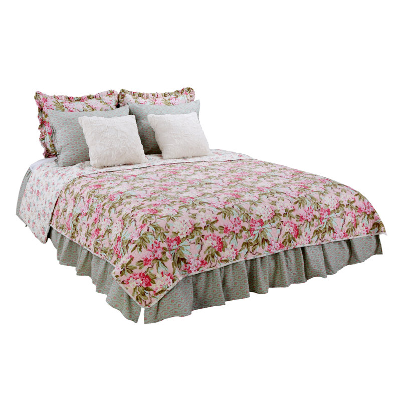 Tea Party Cotton 2 Piece Reversible Quilt Set