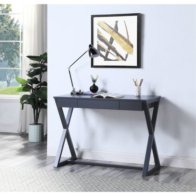 Rectangular Console Table With Charcoal Drawer, 2/3 Extension, Base, English For Office Space And Productivity Comfort