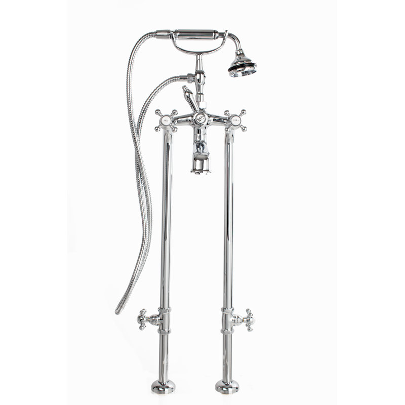 4 Handle Bathroom Clawfoot Tub Faucet with Diverter, Chrome