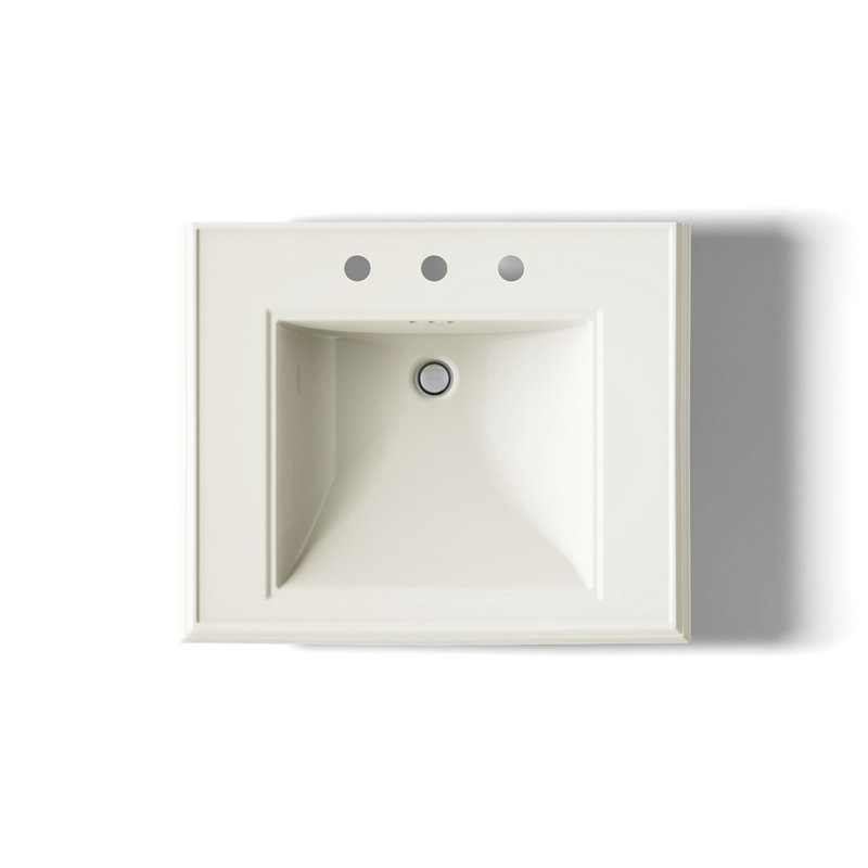Memoirs® Rectangular Pedestal Bathroom Sink with Overflow, Biscuit, 8'' Centers
