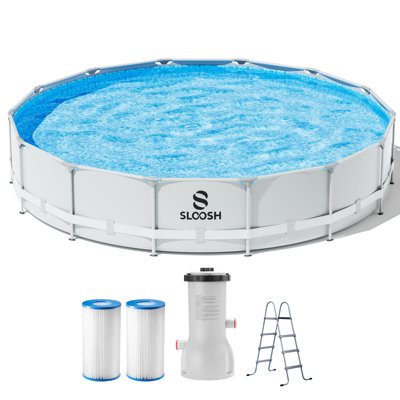 15ft x 42inch Round Above Ground Pool with Pump, Ladder