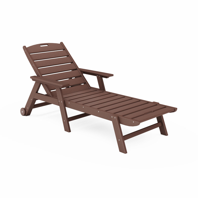 Chaise longue à dossier réglable Clairan, Brun pacane