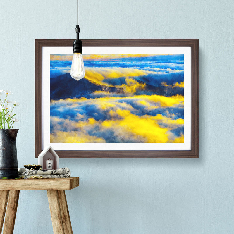 Clouds over the Mountains - Picture Frame Graphic Art Print, 62cm H x 87cm W x 2cm D, Walnut Framed